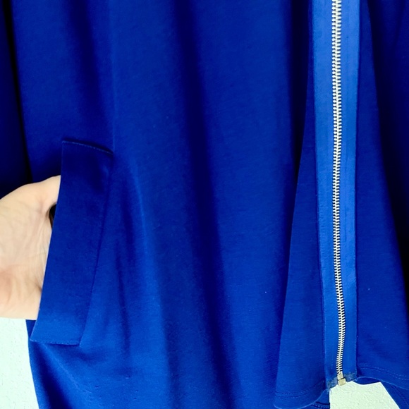 Susan Graver x QVC Ponte Knit Zip Front Cozy Flowy Poncho Kimono Pockets Drapey - Picture 9 of 9